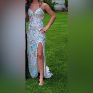 Primavera Couture 4382 - V-Neck Beaded Prom Dress